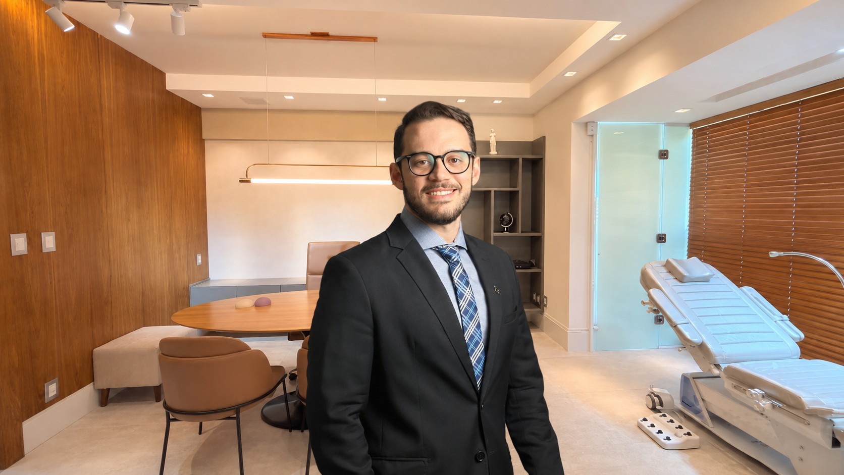 Dr. Emanuel Loiola, cirurgião plástico, no consultório em Aracaju